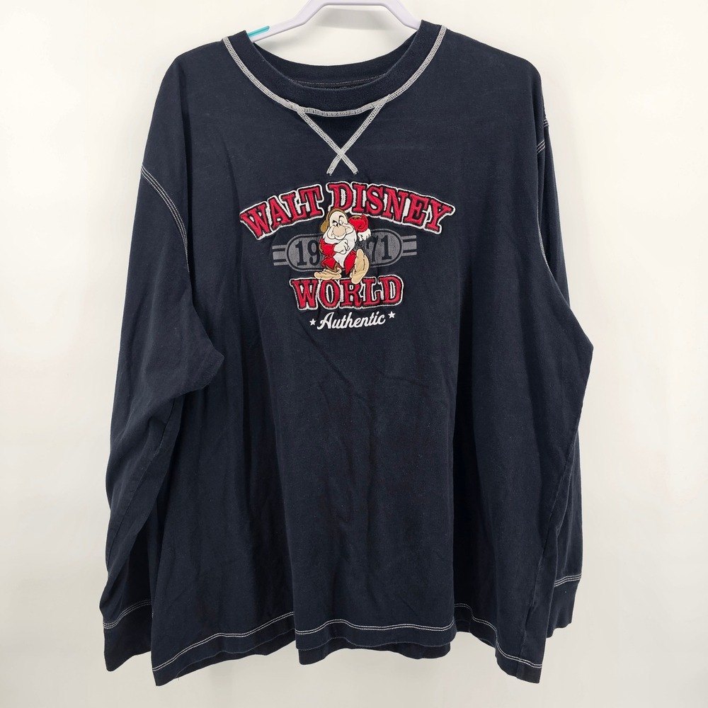 Disney Parks Mens XXXL Walt Disney World 1971 Grumpy Long Sleeve T-Shirt Black